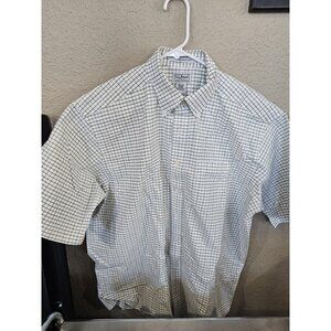 Ll Bean Wrinkle Resistant Short Sleeve Green Button Down Shirt Men's 17.5 Large